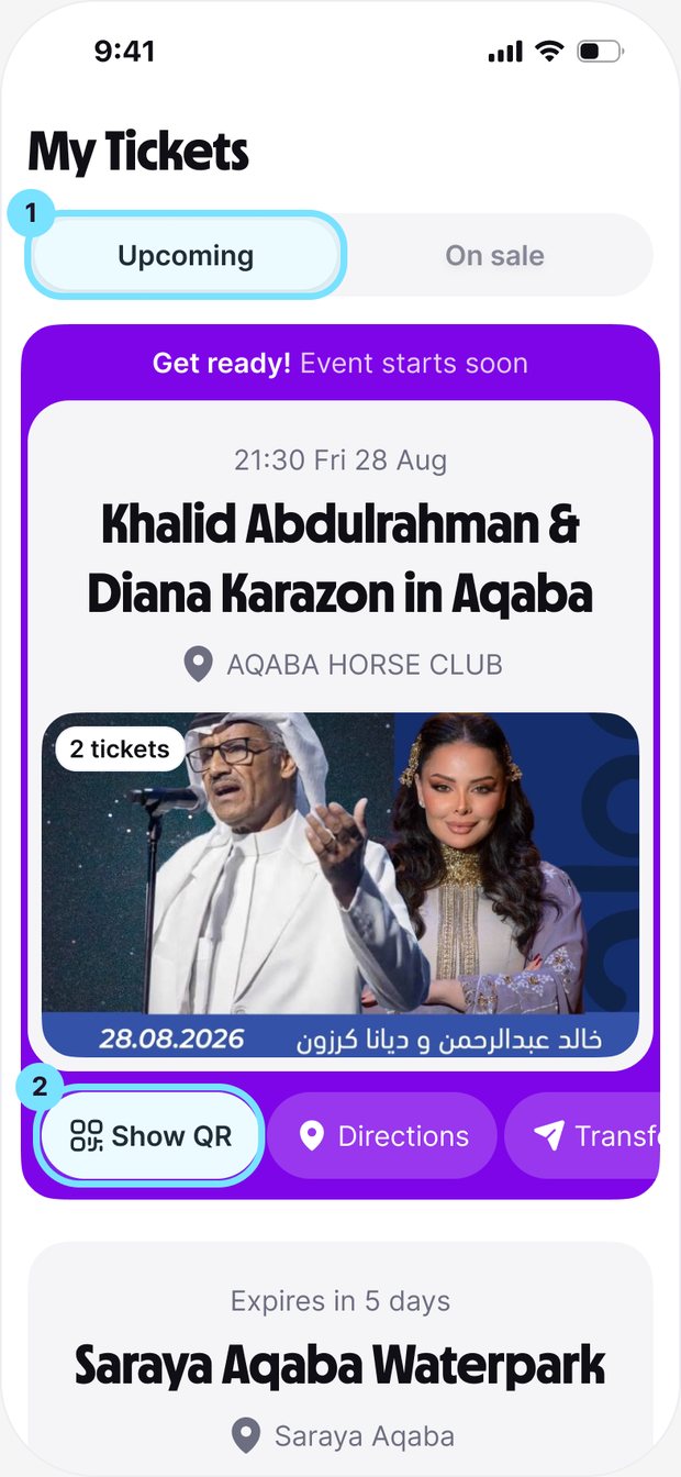 My Tickets list in the Platinumlist app